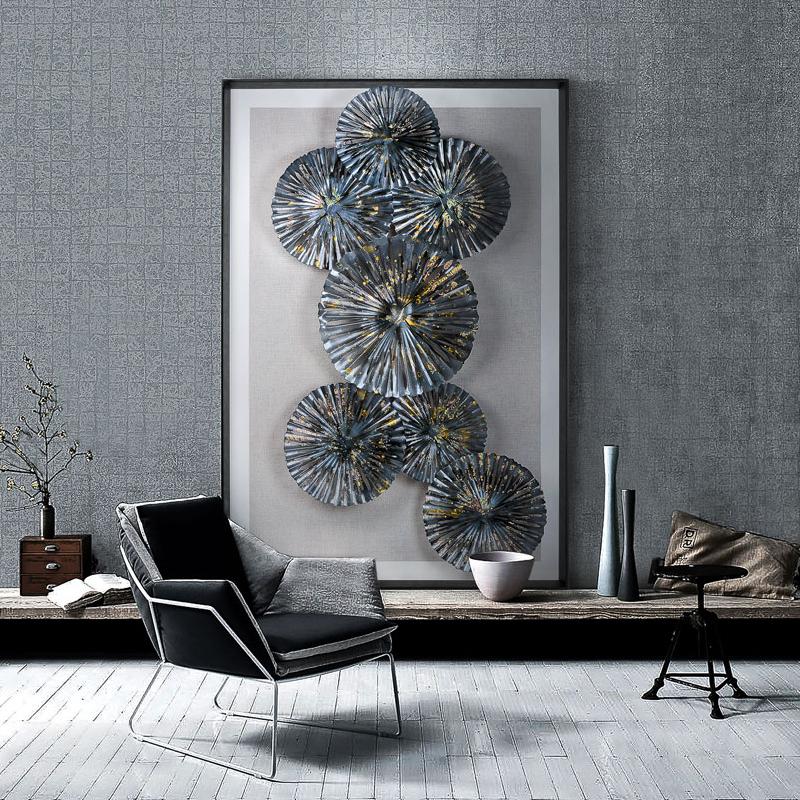 玄關(guān)裝飾畫 工業(yè)風(fēng)客廳沙發(fā)軟裝實物 立體手工鐵藝金屬酒店壁飾