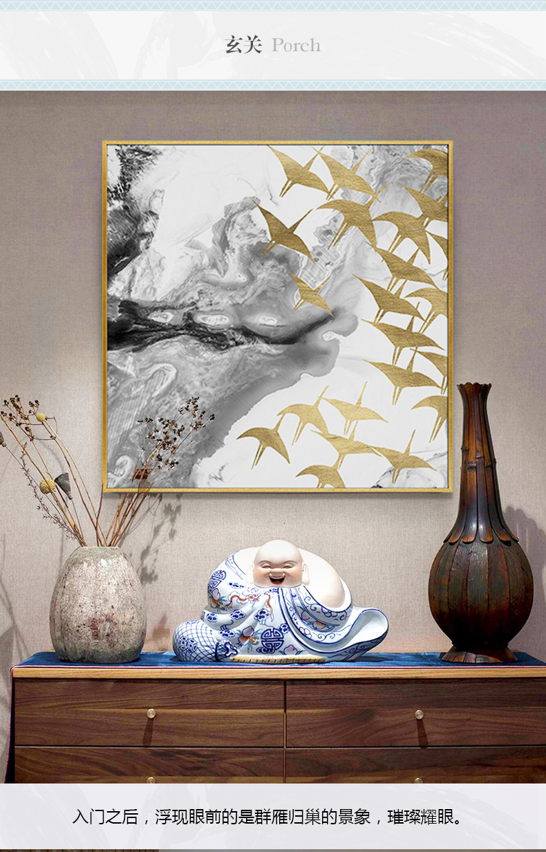 輕奢客廳臥室餐廳走廊玄關(guān)掛畫晶瓷畫 純手繪油畫 燕歸巢