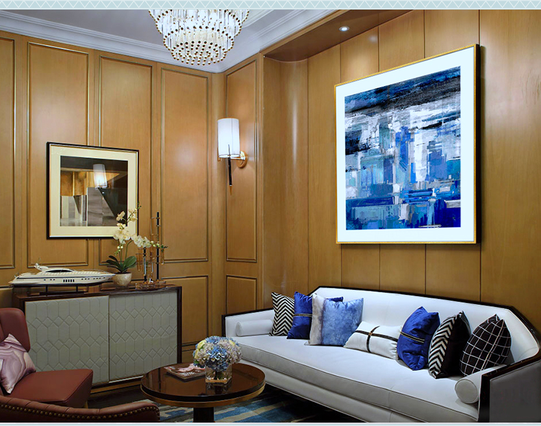 抽象晶瓷工藝畫 客廳裝飾畫 樣板房掛畫 玄關晶瓷畫 純手繪油畫 凌痕