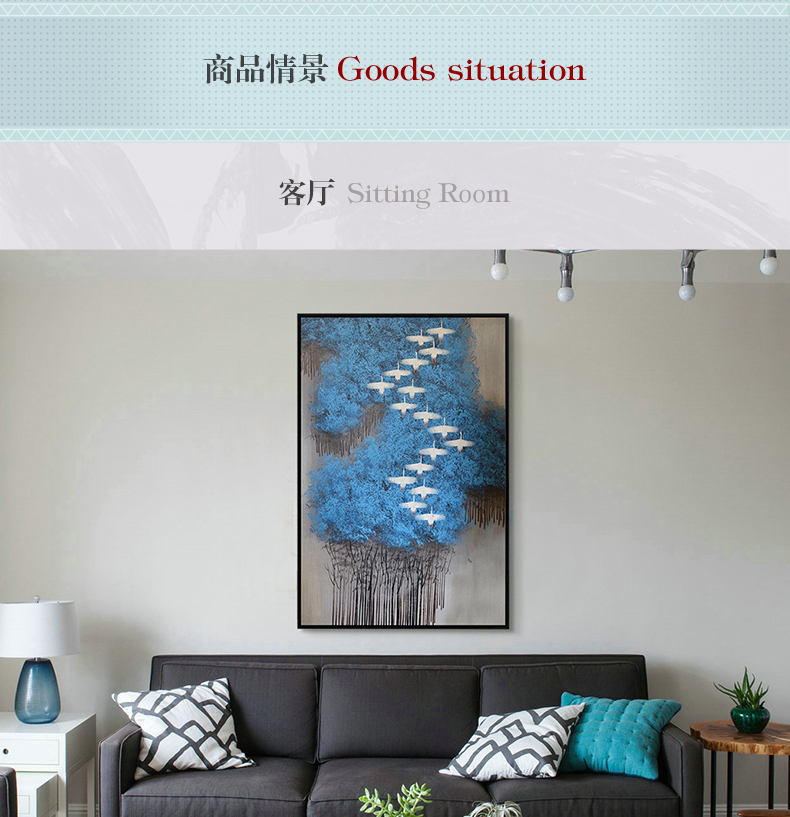 現(xiàn)代簡約抽象畫 客廳掛畫臥室藝術(shù)裝飾畫 手繪油畫  白雁過林