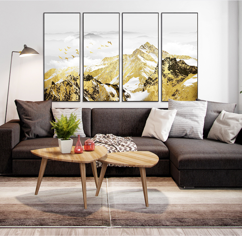 輕奢現(xiàn)代簡(jiǎn)約客廳裝飾畫 沙發(fā)背景墻組合掛畫 四組合 微噴繪高清打印 山巔云海