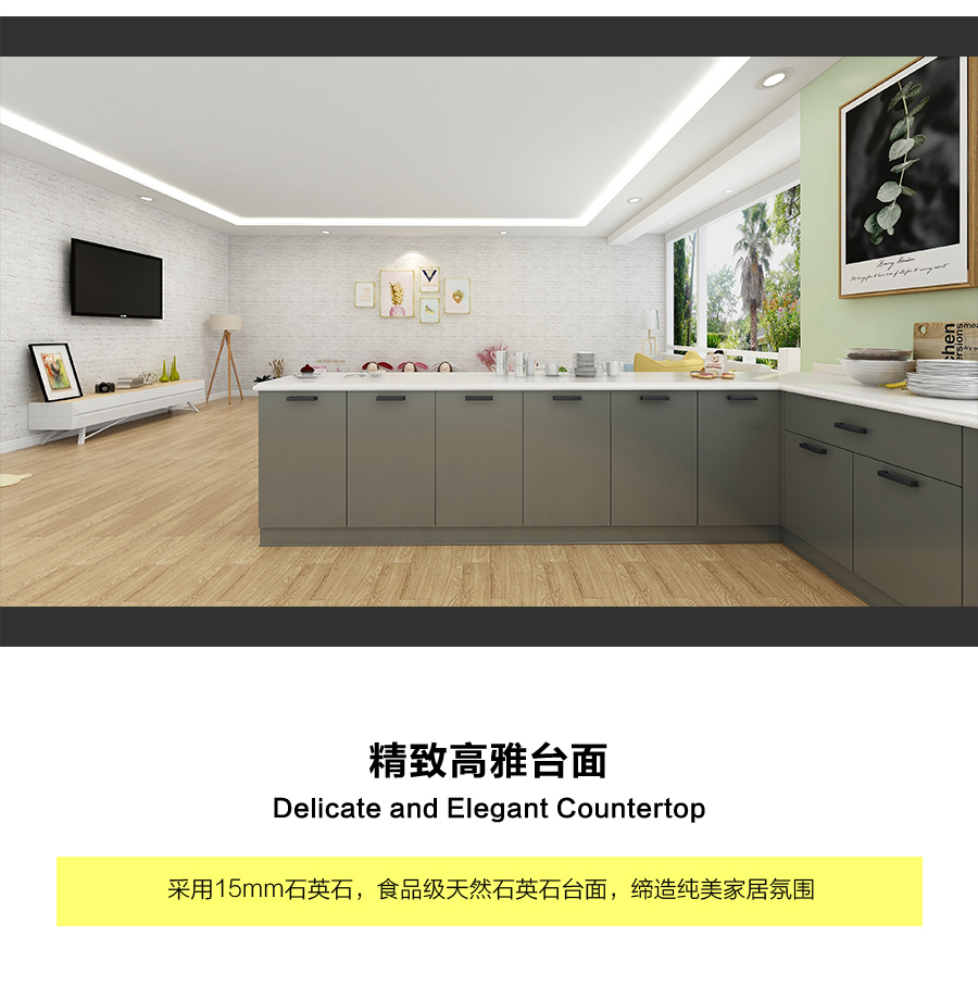 星空梵高定制櫥柜 現(xiàn)代簡約整體定制櫥柜 石英石臺面定制櫥柜 雙飾面-顆粒612定制櫥柜