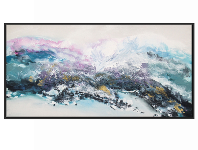 抽象客廳裝飾畫 臥室原創(chuàng)純手繪厚肌理畫 走廊過道環(huán)保PS框掛畫 山與湖